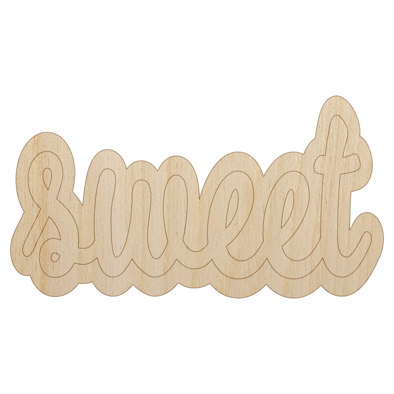Sweet Text Cursive Unfinished Wood Shape Piece Cutout for DIY Craft Projects